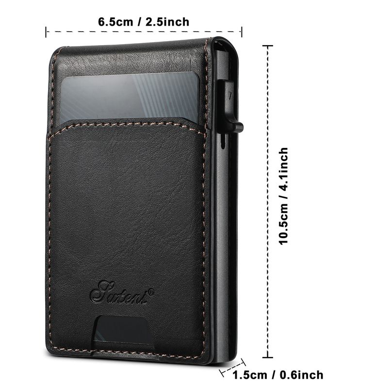 Card Cases Carbon Fiber Leather Keys Automatically Eject Card Case Card With Photo Frame Oil Wax Glossy Lychee Scrub_voghion.com