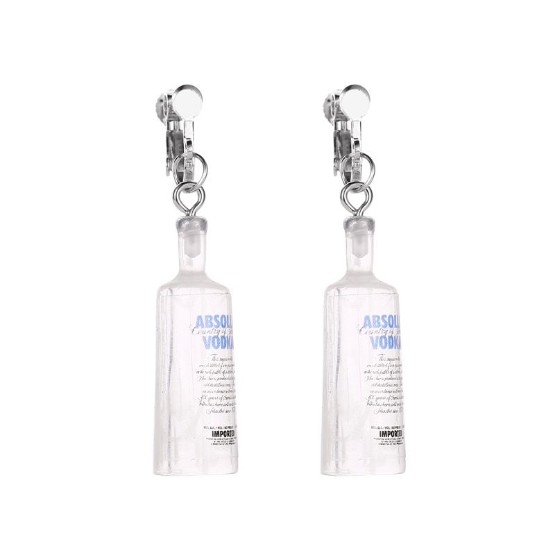 Nouvelle bouteille d'eau minérale de bière Vodka amusante Boucles d'oreilles créatives et polyvalentes pour célébrités sur Internet_voghion.com