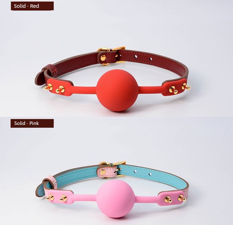 Palla bavaglio in silicone per la bocca, di piccole dimensioni, per uomini, in stile pelle di mucca di alta qualità, con fori, anti-vomito, divertimento in camera_voghion.com