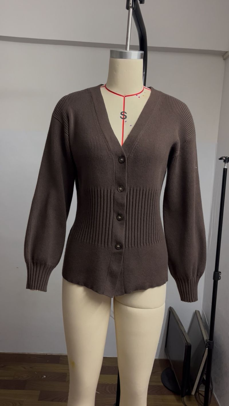 Cardigan in maglia da donna per autunno e inverno, elegante cardigan in maglia da donna per autunno e inverno: snellente, versatile ed elegante con cintura in vita_voghion.com