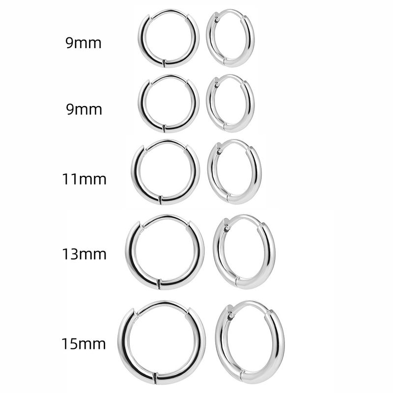 Sieradenset voor dames Fashionr Supply Retro Fashion Eenvoudige roestvrijstalen oorbel Veelzijdige ronde hoepeloorbellen_voghion.com
