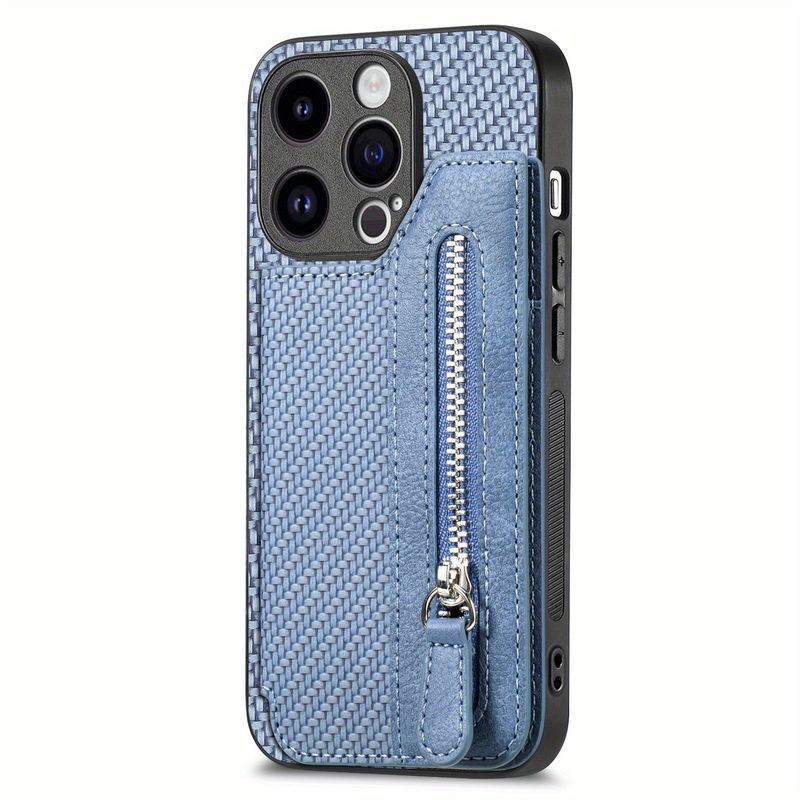 Custodia per telefono con motivo in fibra di carbonio, portafoglio per 15, 14, 13, 12, 11 Pro Max, flip cover, slot per schede, ventosa magnetica, fibbia per carte, custodia protettiva per la casa_voghion.com