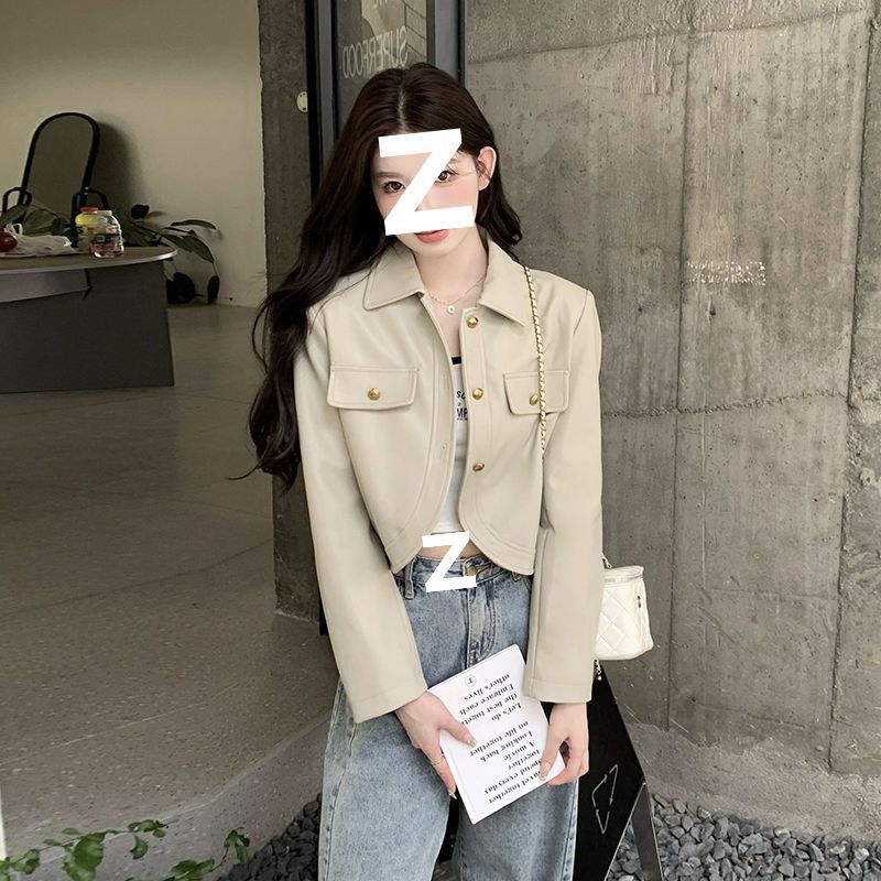 Veste de moto courte en cuir pour femme, style américain, printemps-automne 2025, nouvelle collection décontractée et polyvalente, tendance_voghion.com