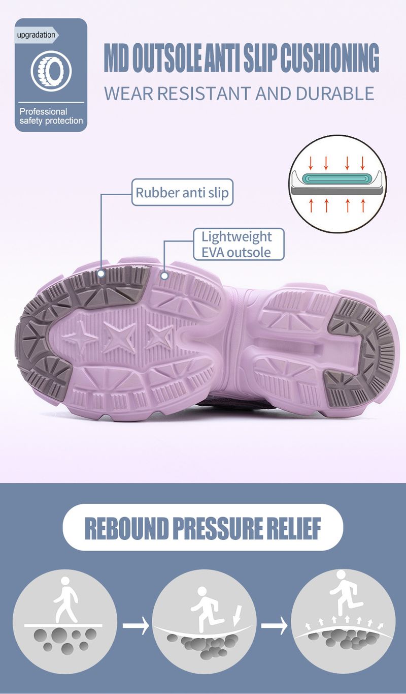New Women's 4.0 European Standard Kevlar Midsole Safety With Rotating Buttons, Smashing And Anti Stabbing Work Shoes_voghion.com