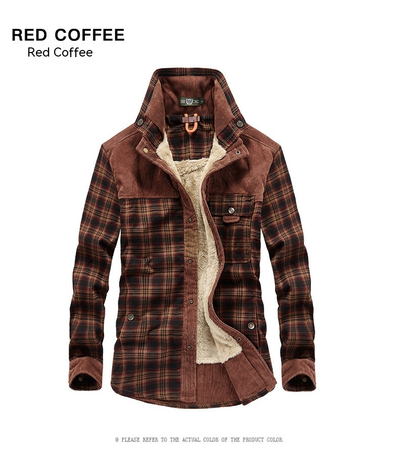Plaid a maniche lunghe spesso e morbido da uomo per la conservazione del calore, giacca da lavoro, moda, camicia in cotone,_voghion.com