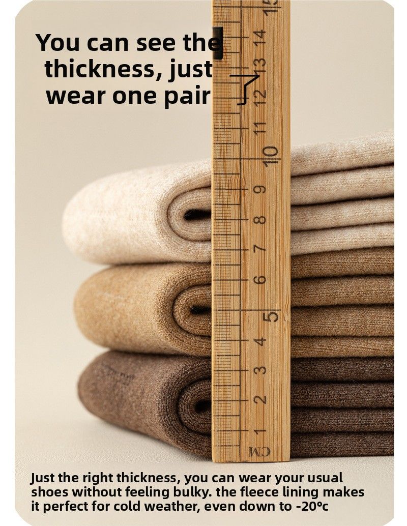 Men's Autumn And Winter Fleece Thickened Socks Warm Fleece Socks Winter Solid Color Long Tube Plush Socks Medium Tube Socks_voghion.com