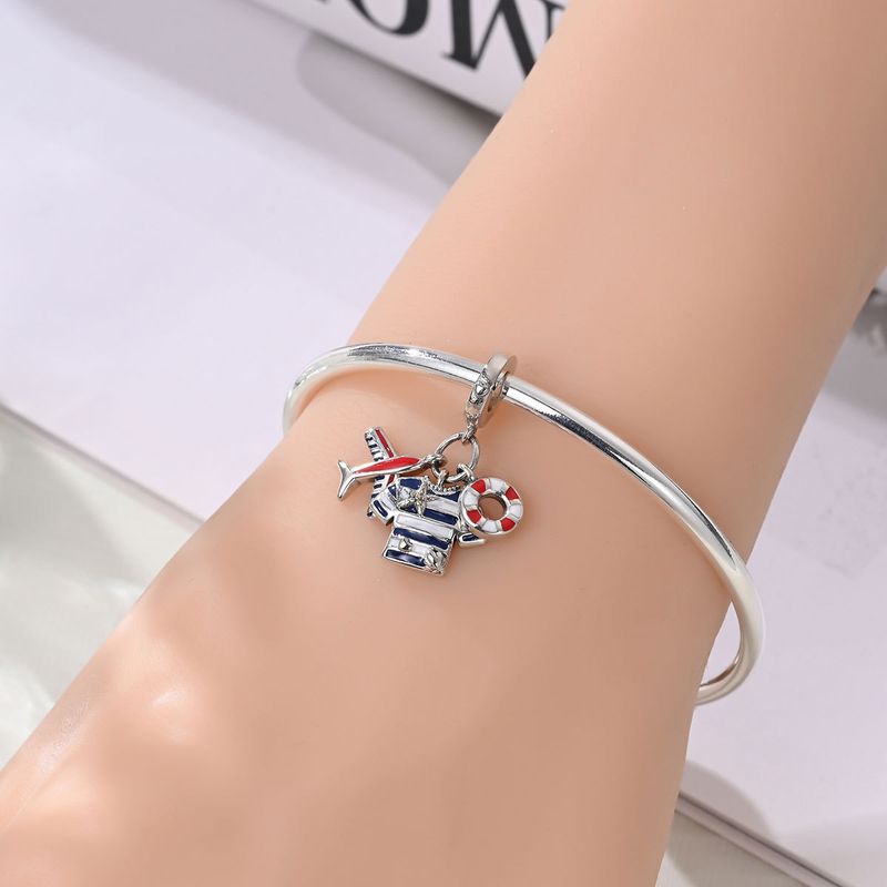 Women's Jewelry Travel Style Summer Cocktail Bag Charm Beads DIY Jewelry Accessories Bracelet Copper Plated Silver_voghion.com