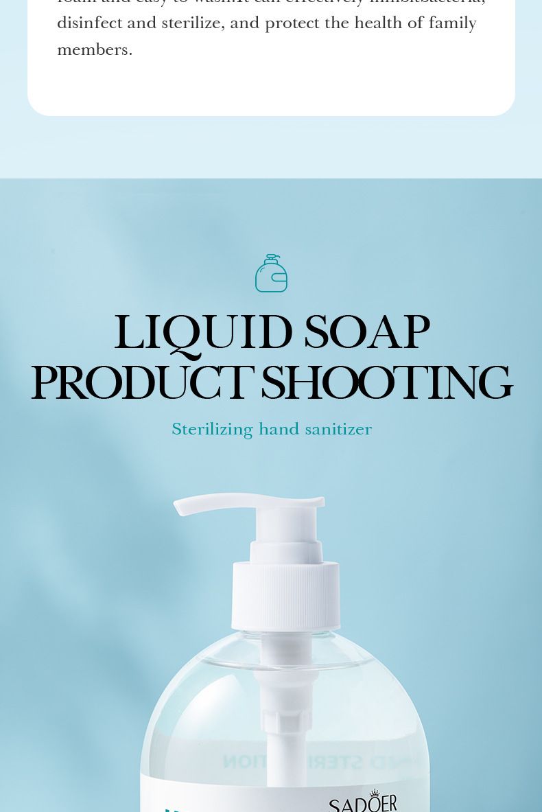 SADOER Désinfectant pour les mains 500 g Mousse bactériostatique nettoyante hydratante Désinfectant bactériostatique pour les mains_voghion.com