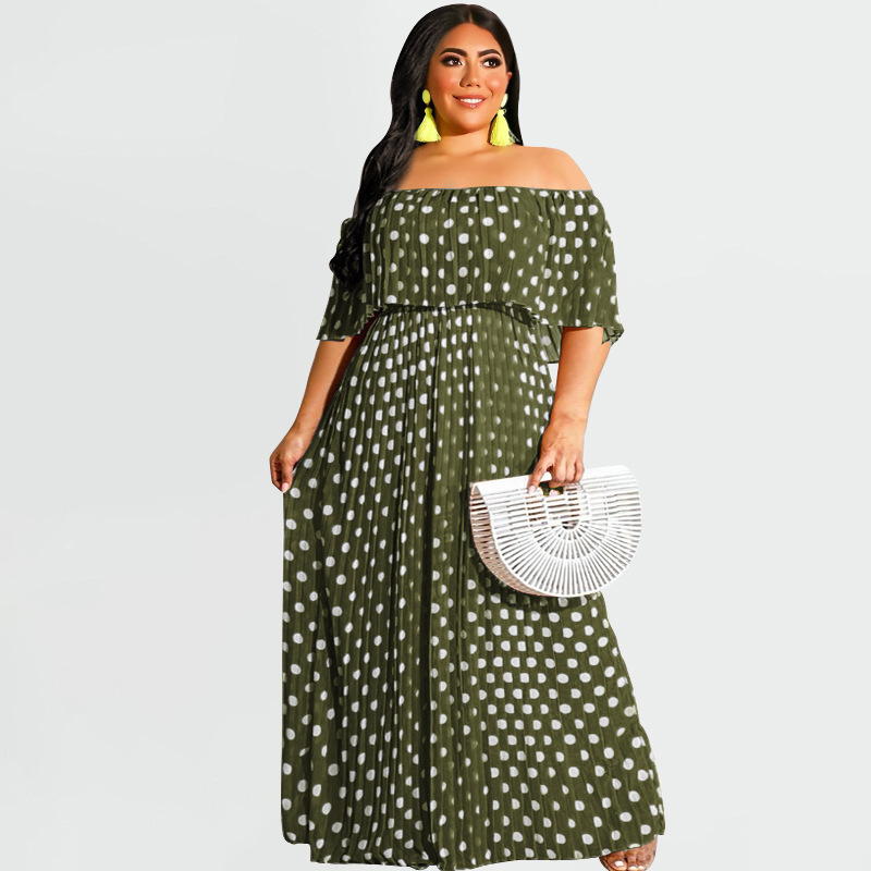 Summer New Dot Print Fashion Casual Abiti taglie forti_voghion.com