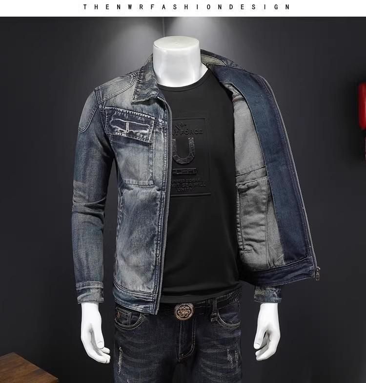 Herrenbekleidung Jeansjacke Retro Farbstickerei Leichtes Luxusdesign Jackenoberteile_voghion.com