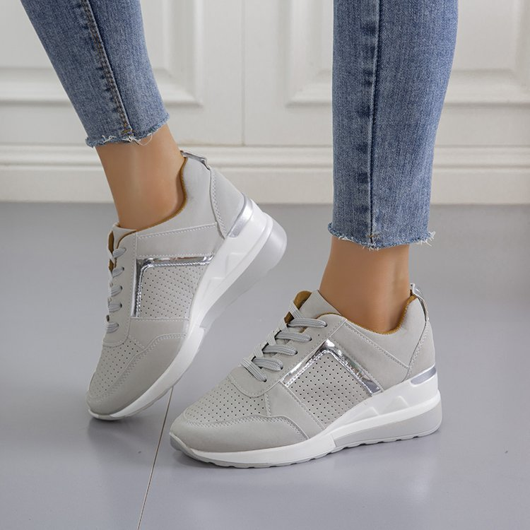 Damskie trampki na platformie sznurowane buty do chodzenia na co dzień na koturnie sportowe buty outdoorowe dla kobiet wygodne_voghion.com