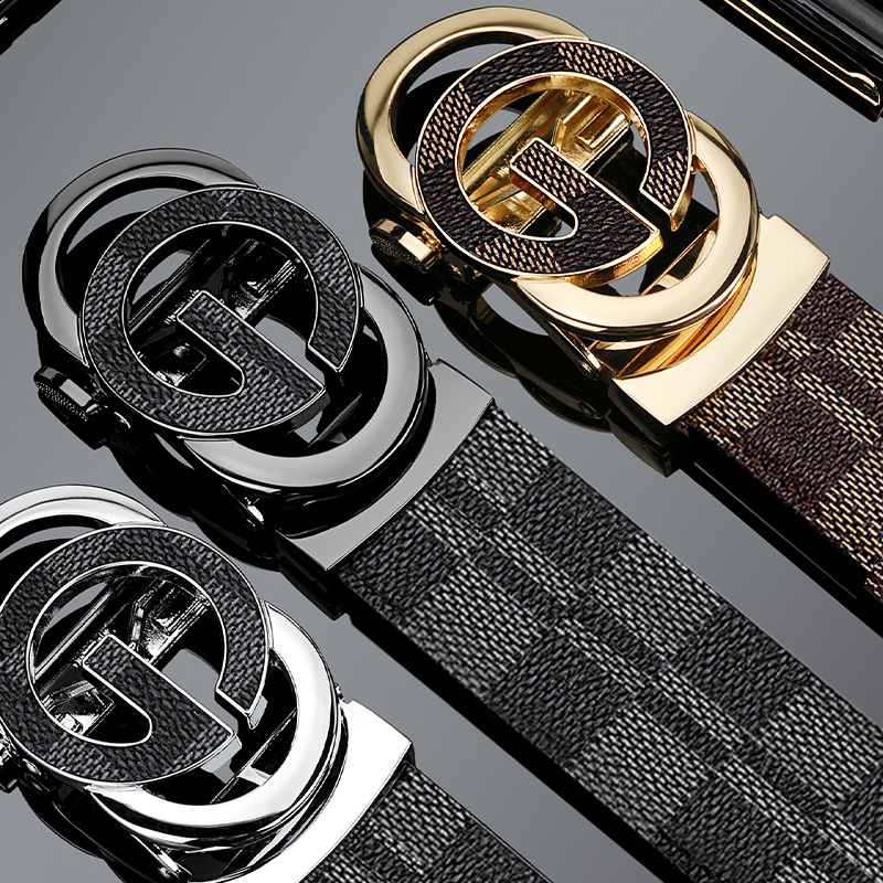 Cintura casual da uomo, con cintura alla moda con fibbia automatica sdentata_voghion.com