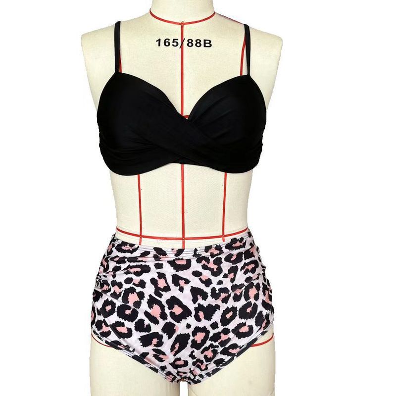 bikini Multicolor Leopard Print High Waist Tight Sexy Bikini_voghion.com