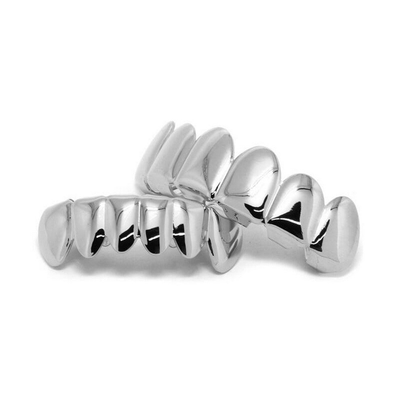 Denti Hip Hop Grillz placcati in oro personalizzabili - Stili affilati e piatti per uomini e donne - Rame ecologico con accenti di pietre preziose (colori multipli)_voghion.com
