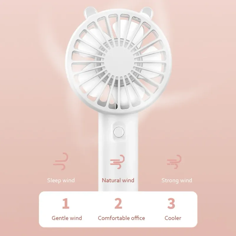 Handheld Mini USB Rechargeable Cooling Cute Portable Night Light Summer Small Pocket Fan Cartoon Quiet Fans_voghion.com