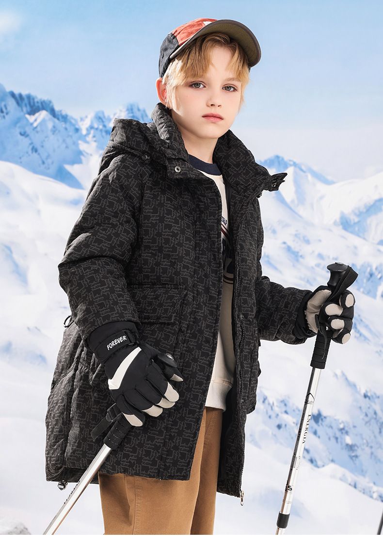 Boys' Long Puffer Jacket With Hood - Thickened Down Coat For Kids, Winter Warm Jacket, Blue/Black/Green, Size 120-170cm_voghion.com