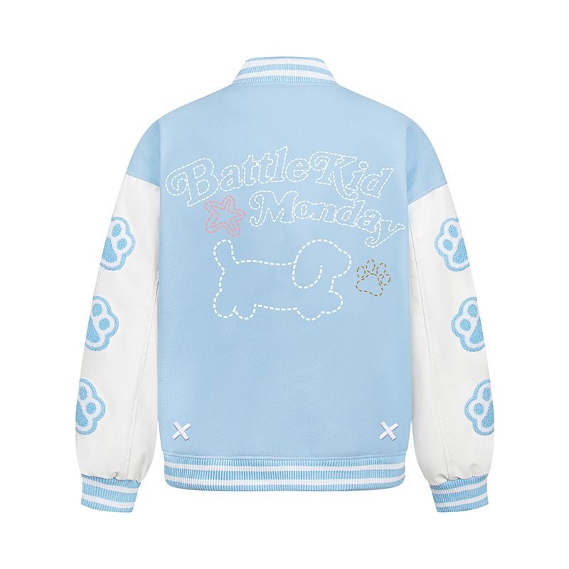 Giacca casual da uomo alla moda, stile americano, con ricamo a forma di zampa di cane floccata, stile baseball_voghion.com