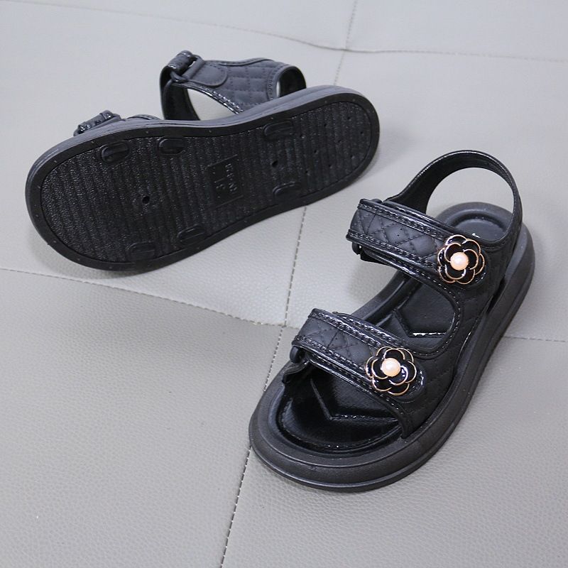 Chaussures pour enfants et mères, nouveau style d'été, accessoires floraux pour filles, sandales simples et décontractées, chaussures de plage polyvalentes à bout ouvert, pantoufles_voghion.com