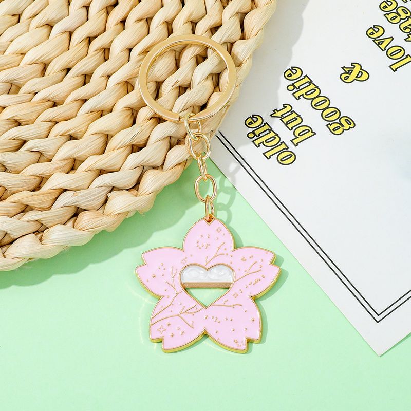 Popolare piccolo portachiavi con fiore di ciliegio fresco rosa, amore, ragazza carina, ciondolo in lega di zinco, vendita calda_voghion.com