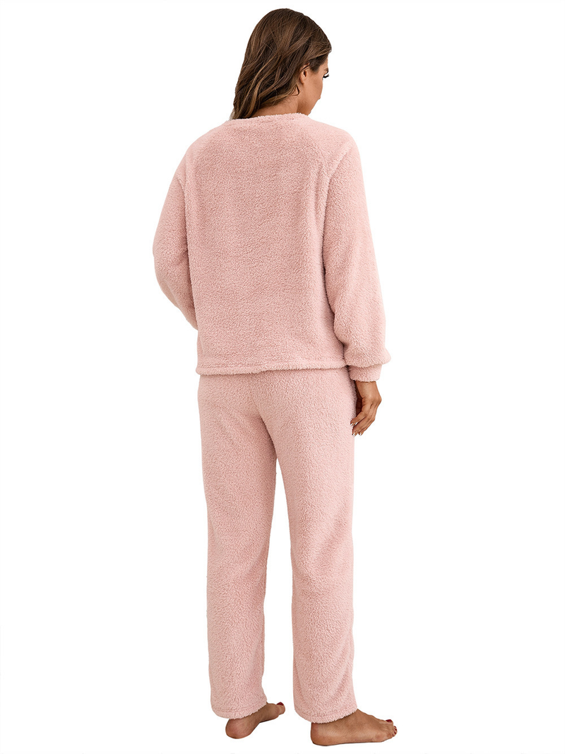 Women's solid color plus size thick winter clothing warm hooded pajamas outside the home wear_voghion.com