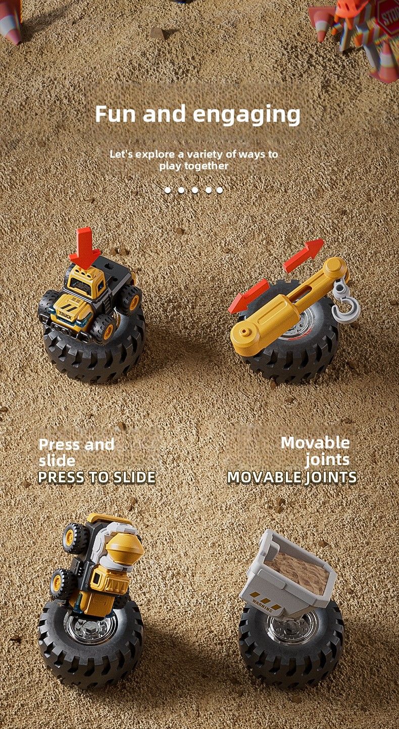Children's Push Excavator For Boys And Girls Aged 0-1, 3, Baby, 2, Inertia Pull-back Toy Car_voghion.com