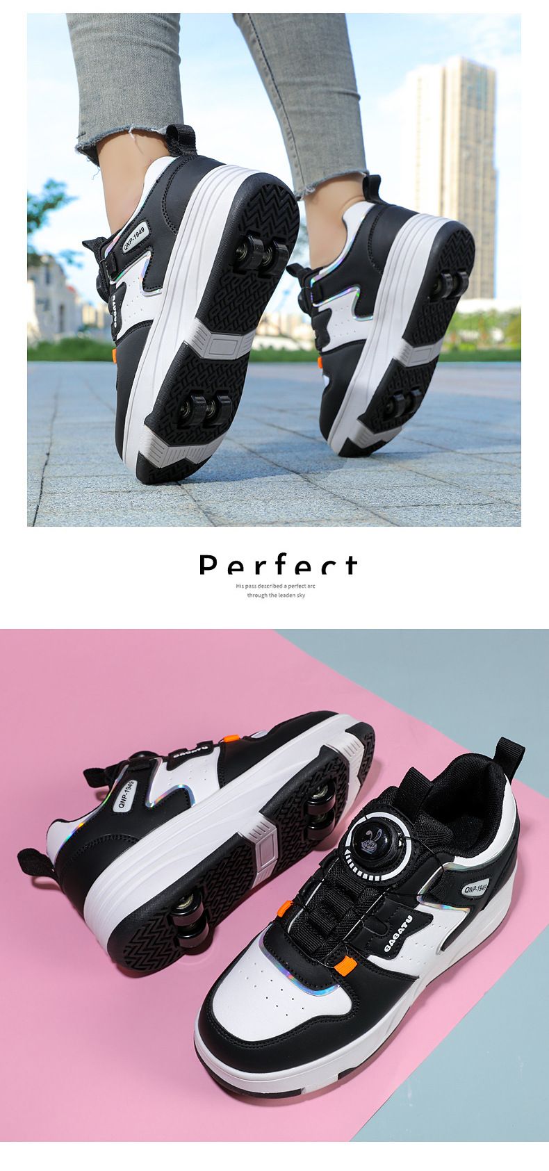 Children's Shoes New Style Running Shoes Boys And Girls Students Four Wheel Roller Skates Adult Double Wheel Deformation Skating Wheel Flying Shoes_voghion.com