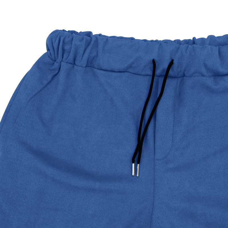 Vêtements pour hommes bouton veste décontractée en daim pantalon ensemble 2 pièces_voghion.com