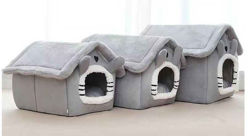 Indoor Warm Dog House Soft Pet Bed Tent House Dog Kennel Cat Bed With Removable Cushion Suitable For Small Medium Large Pets_voghion.com