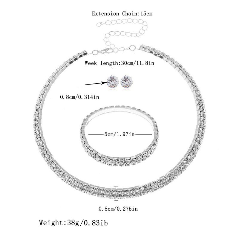 Sposa Donna Tre pezzi Vendita calda Acqua Collana di diamanti Bracciale Orecchini Accessori Abito da sposa Set di gioielli_voghion.com