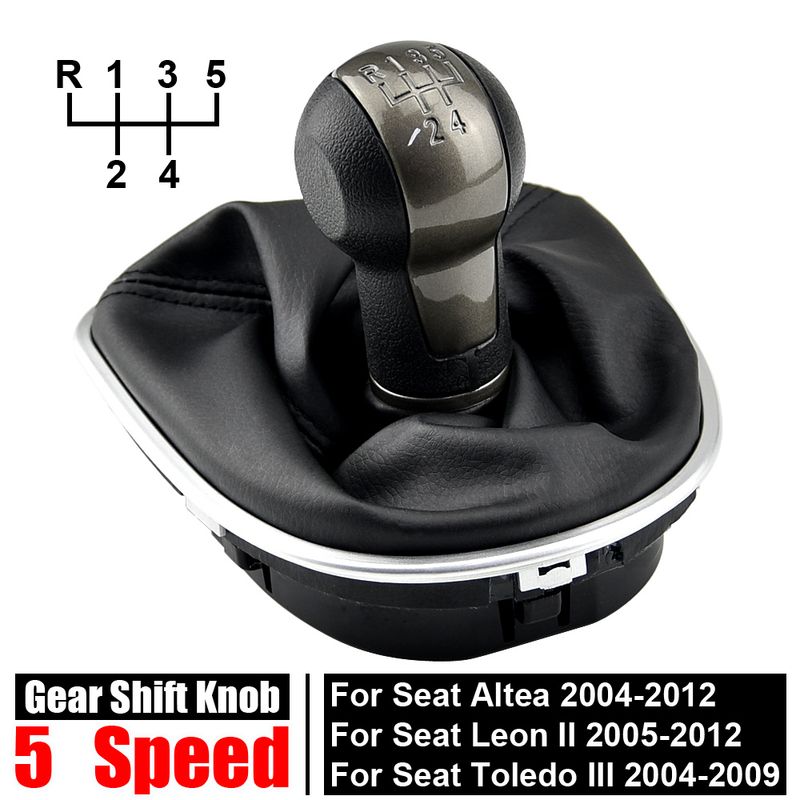 Pomello del cambio leva del cambio 5 6 velocità ABS con cuffia in pelle set completo per Seat Altea 2004-12 Leon II 2005-12_voghion.com