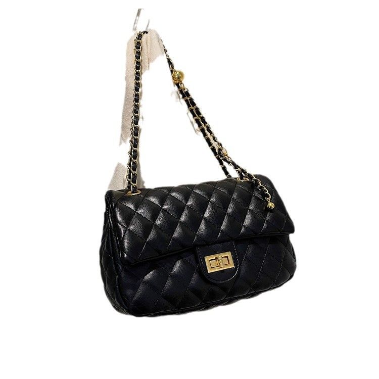 Borsa a tracolla trapuntata e ricamata da donna, versatile borsa a catena, piccola borsa quadrata alla moda_voghion.com