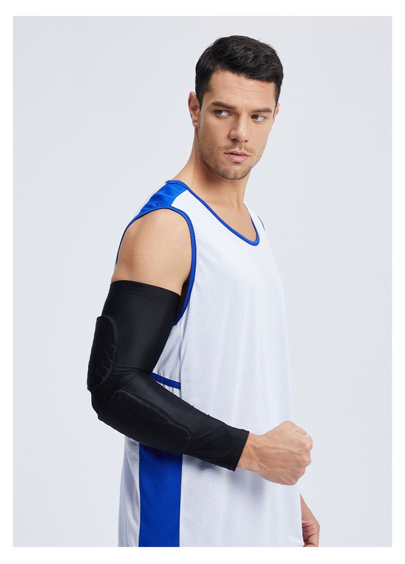 Waben-Basketball-Antikollisions-Armschutz, Lycra, verlängerter Druck-Torwart-Ellenbogenschutz, Fußball, Bergsteigen, Rugby-Ellenbogenschützer_voghion.com