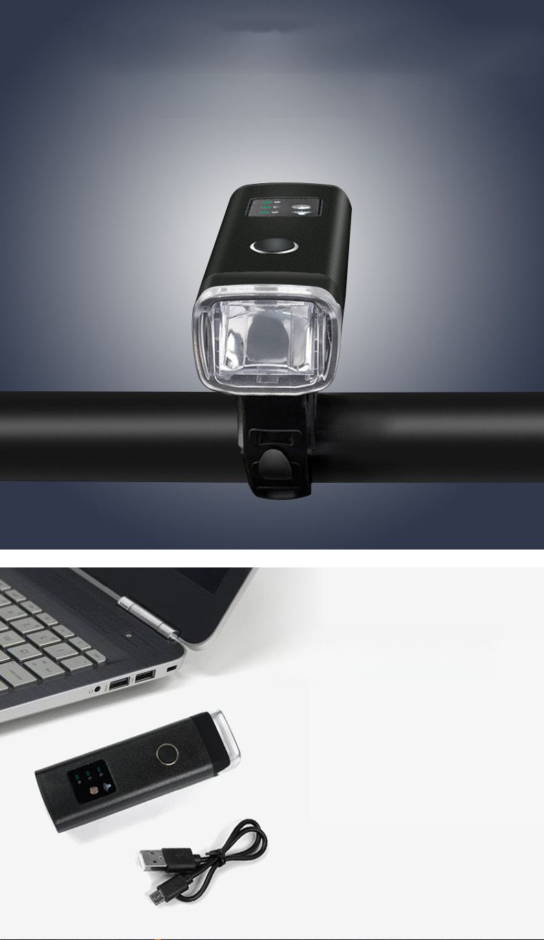 Vorne USB Wiederaufladbare Radfahren Hohe Helligkeit Wasserdicht Sensor Mountainbike Nacht Reiten Fahrrad Mit Horn Licht_voghion.com