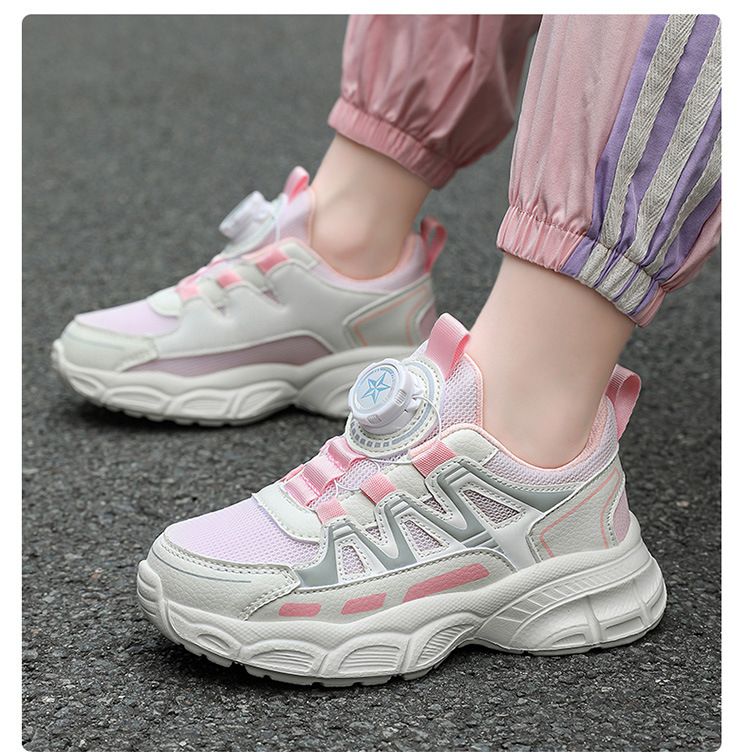 Zapatos para niños, nuevos, de malla transpirable, con botones giratorios, deportivos, de suela suave, antideslizantes, informales._voghion.com