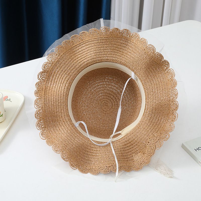 Children's Summer Girls Straw Bag Set Mesh Princess Beach Baby Sunscreen Sun Fisherman's Hat_voghion.com
