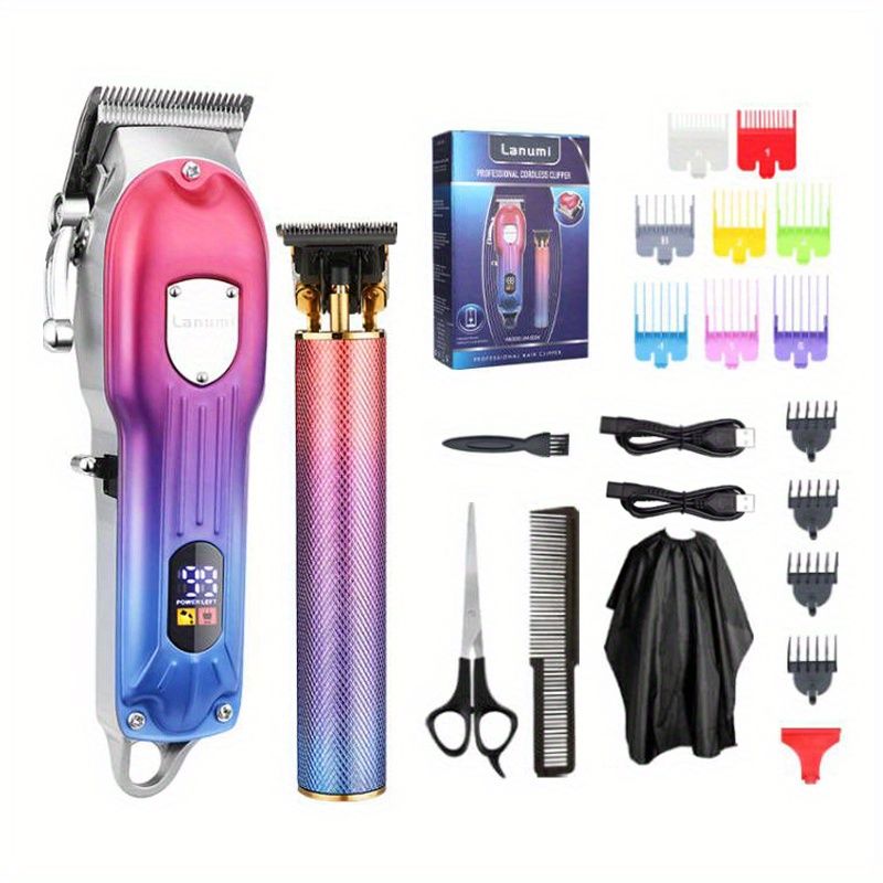 Tondeuses à cheveux professionnelles sans fil pour hommes - Tondeuses électriques pour barbier pour kit de coupe de cheveux - Kit de toilettage pour hommes avec longue durée de vie de la batterie et précision_voghion.com