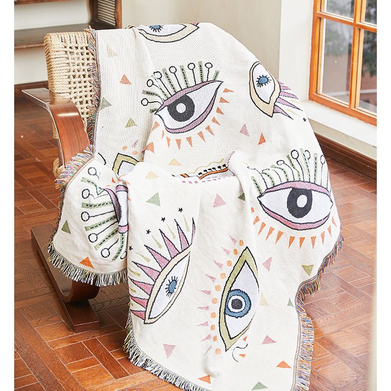 Copridivano in filo jacquard, asciugamano per poltrona reclinabile in stile etnico, coperta per pisolini in ufficio_voghion.com