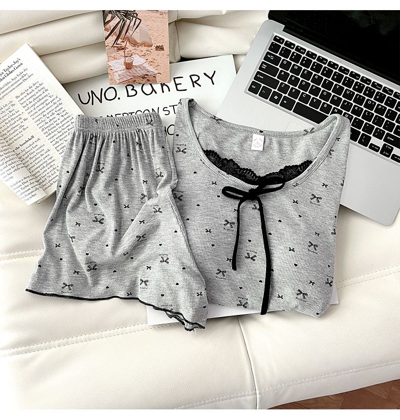 Pijama de verano de seda modal con sujetador incorporado, pantalones cortos sin mangas, estilo dulce y puro, ideal para el hogar y el aire libre._voghion.com