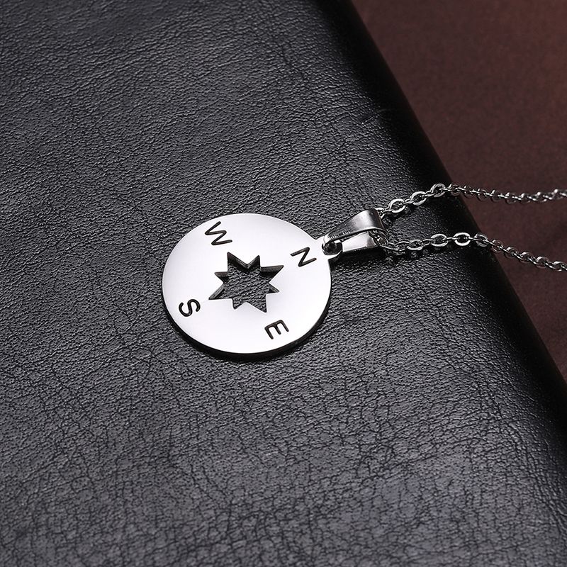 2025 New Arrivals Dreamtime, men's and women's hollow stainless steel accessories, hip-hop style jewelry, necklace pendant with compass,_voghion.com