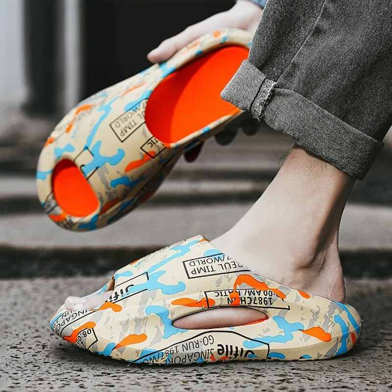 Chaussons antidérapants pour hommes, confortables, en mousse souple, pour l'intérieur et l'extérieur, avec semelle épaisse_voghion.com