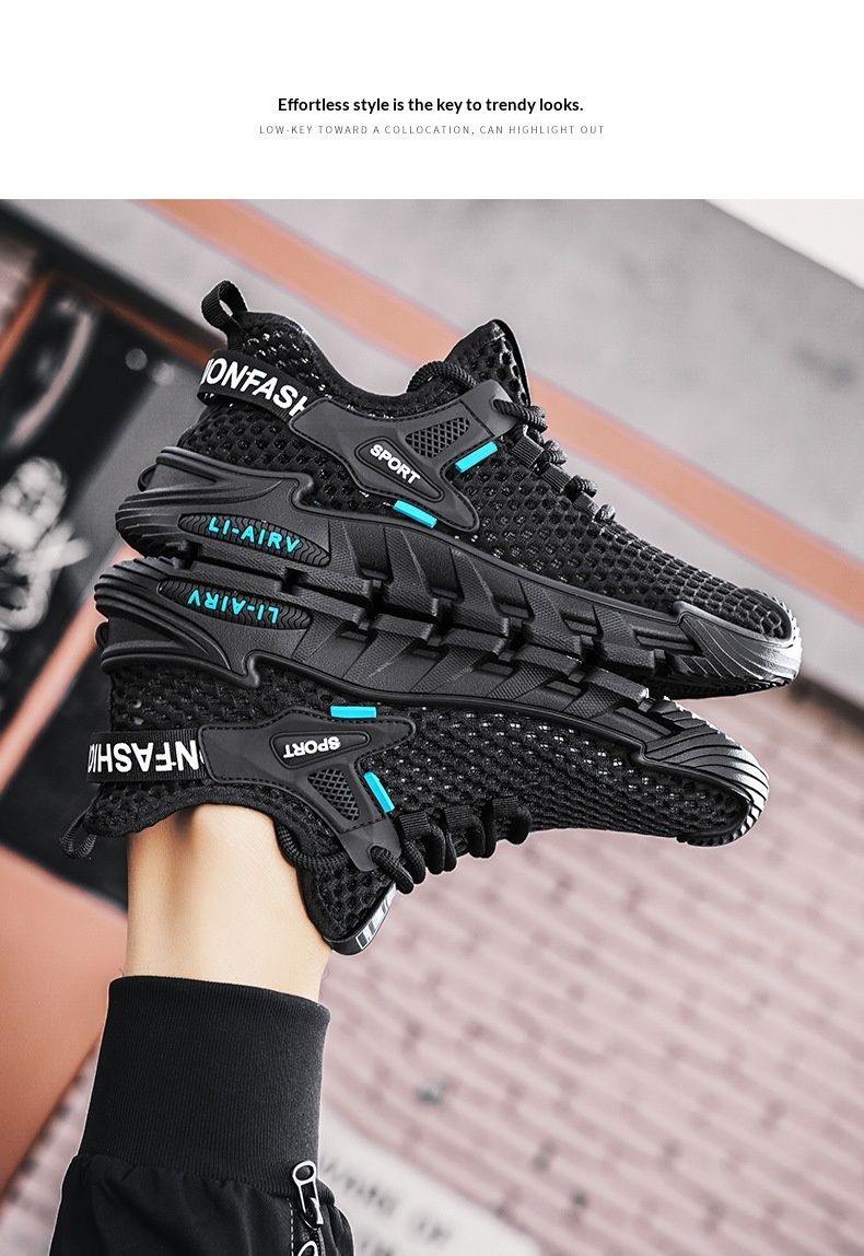Glide Summer Breathable Thin Men's Running Soft Sole Lightweight Sports Casual Shoes Large Mesh Hollow Design_voghion.com