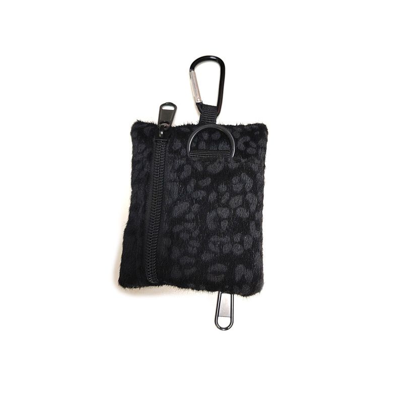 Felt Wallet – Vintage Leopard Print Card Holder & Coin Pouch (Unisex, RFID Blocking, Expandable, Minimalist Stitching, Black/Tan/Blue/Cream)_voghion.com