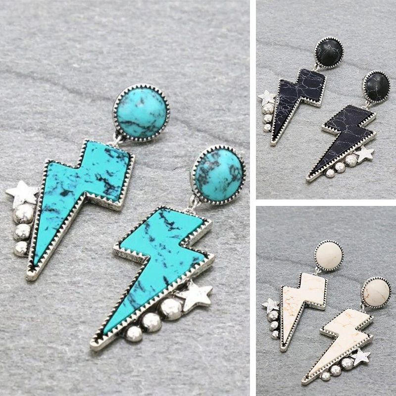 1 Pair Stud Ethnic Style Exaggerated Ear Ornament Bright Luster Women Five-pointed Star Earrings Clothing Accessories_voghion.com