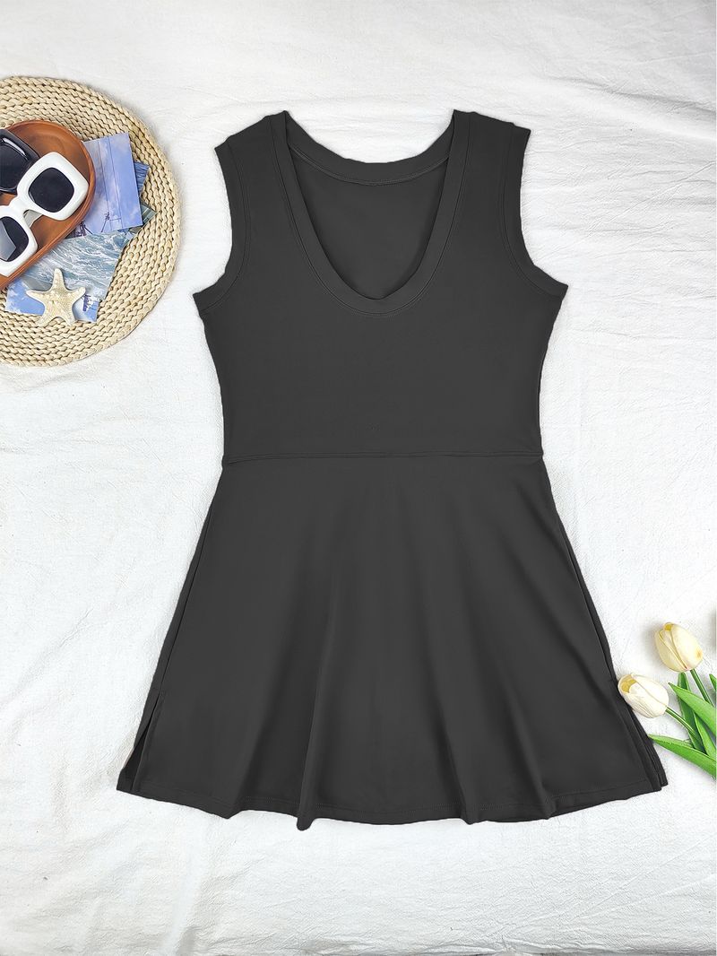 Two-Piece Sports Skirt - Anti-Slip Slim Fit Yoga Tennis Dress With Back Tie Detail Workout Gym Running Skirt_voghion.com