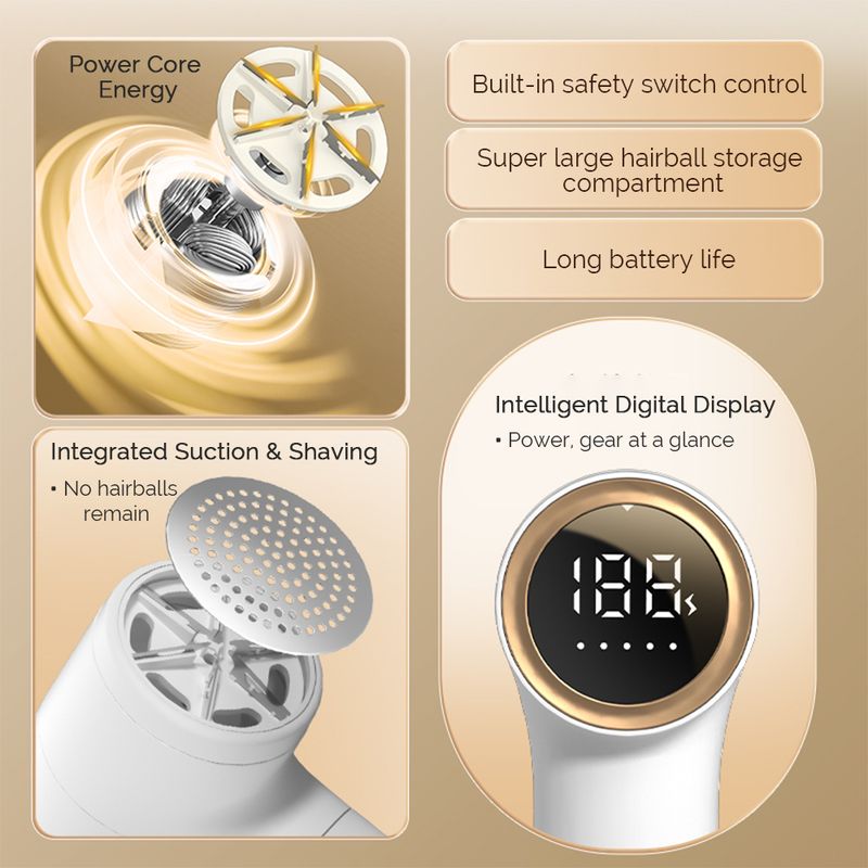 Hairball Trimmer Clothes Pilling Removal Sweater Defuzzer Digital Display Charging Portable Home Shaver Trimmer 5 Gear Adjust_voghion.com