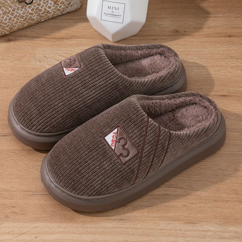 Neue Herren-Hausschuhe für Herbst und Winter, Wärme, dicker Boden, rutschfest, Heimtextilien, leise im Innenbereich, Warten auf Hakka_voghion.com