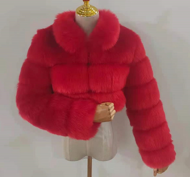 Cappotto in finta pelliccia da donna con pelliccia corta a maniche lunghe_voghion.com