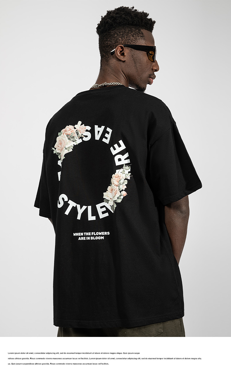 Versione coreana della maglietta a maniche corte con lettera di marca alla moda per uomo e donna, coppia di hip-hop da strada oversize e larghi,_voghion.com
