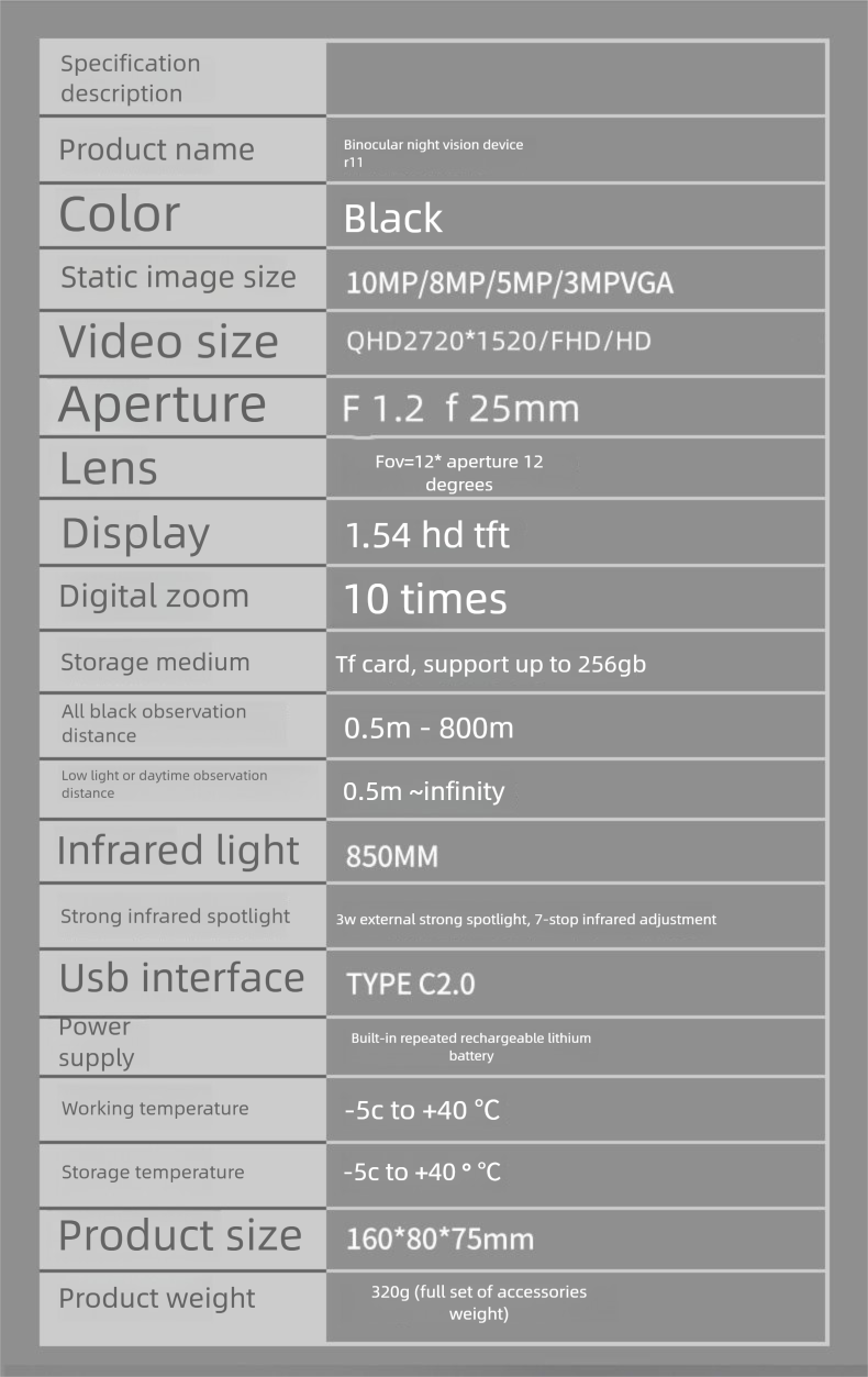 Day Dual-use Full Black Visible Photo And Video Lightweight Compact High-definition Monocular Infrared Low-light_voghion.com