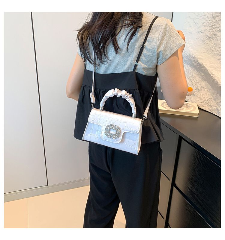 Damentaschen Einfache Steinmuster Diamant Kleine Quadratische Tasche Edelstein Handtasche Damen Stilvolle Schulter Messenger Bag_voghion.com